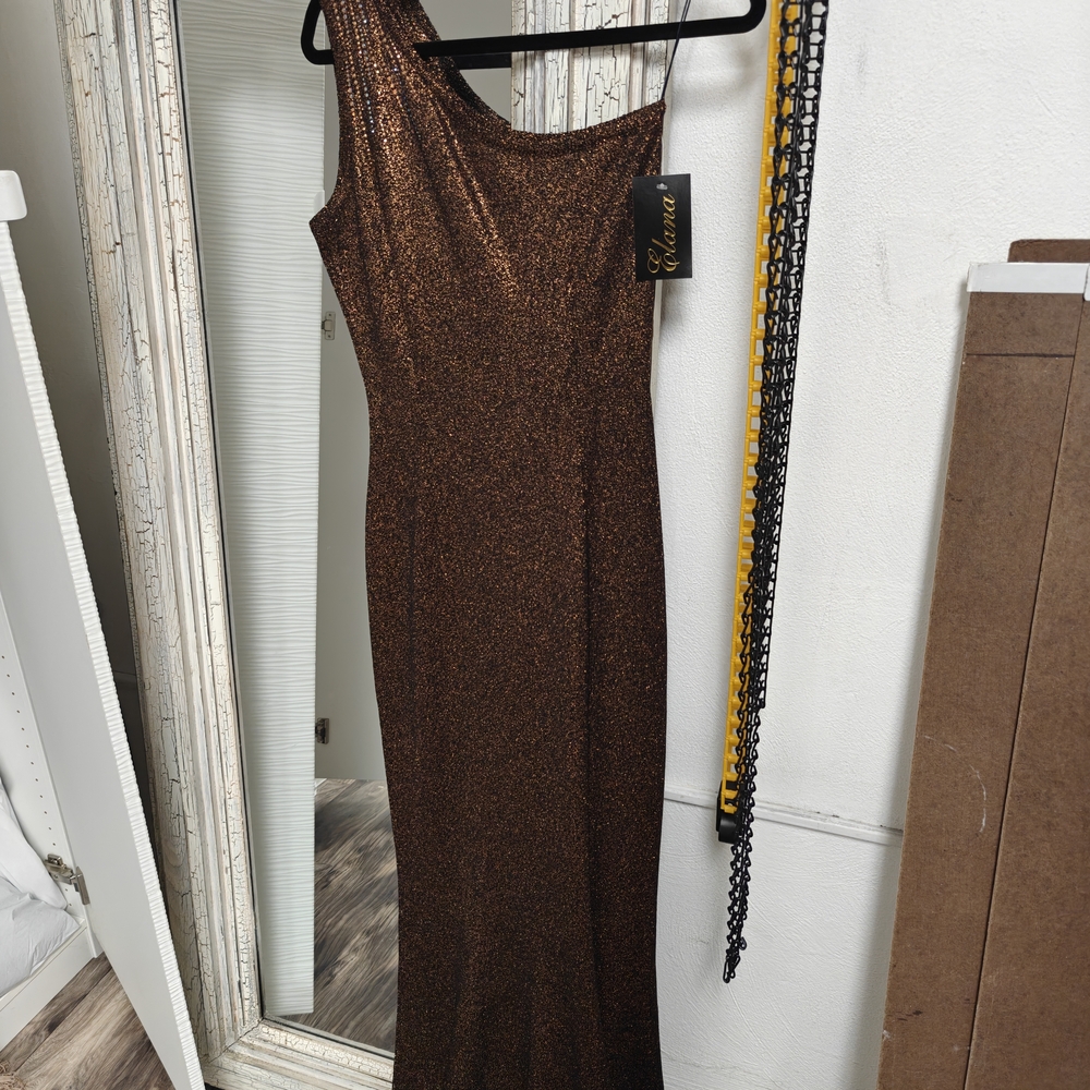 Elegant One-Shoulder Copper Dress